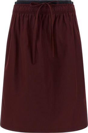 Prada Bordeaux Polyester Midi Womens Skirt