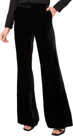 Ted Baker Solid Velvet Wide Leg Pant In Rich Black