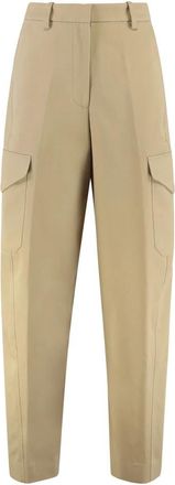 Givenchy Katoen Wol Broek Achterzak - Dames - Slim Fit Broeken - Beige - S - Katoen - Broeken