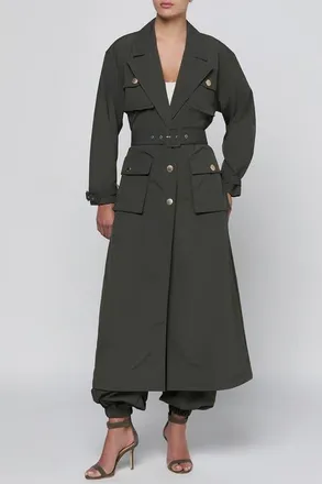 L'agence Axel Windbreaker Trench Coat in Ash Olive at Nordstrom, Size X-Small