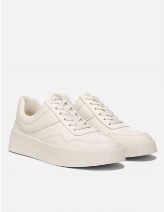 Vince Womens Warren Court Leather Sneaker In Milk