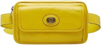 Gucci Pre-owned Interlocking G Leren Heuptas - Dames - Vintage Heuptassen - Geel - ONE Size - Leer - Vintage