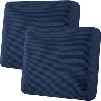 OEM Funda Muy El&aacute;stica Para Coj&iacute;n De Asiento Suelto (sarga Jacquard Gruesa, Azul Prusiano) - Juego De 2 (50 Cm X 45 Cm)