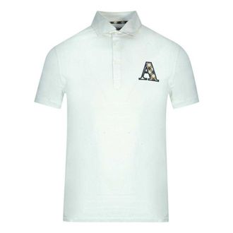 Aquascutum Heren Geruit Logo Poloshirt (Wit)