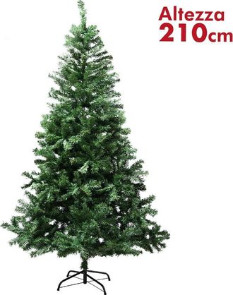 Trade Shop Trade Shop - Albero Di Natale 210cm Rami Pino Verde Super Folto Base A Croce In Metallo