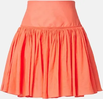 Alaia Ala&iuml;a Gathered cotton and linen miniskirt