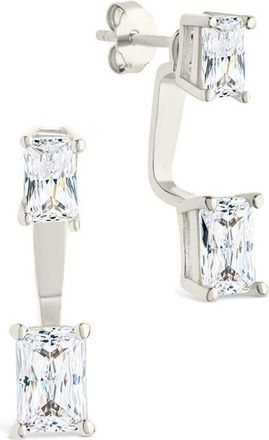 Sterling Forever Cubic Zirconia Front/Back Drop Earrings in Silver at Nordstrom