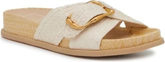 Dolce Vita Womens Dolce Vita Sydnee Sandals Vanilla Raffia Open Toe Slide GAL1816
