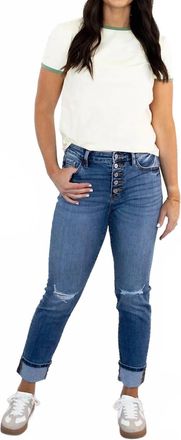 Kancan Haidee Skinny Straight Leg Jeans In Medium Denim