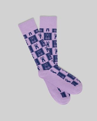 Psycho Bunny Mens All Over Square Bunny Dress Sock 507 LAVENDULA / O/S