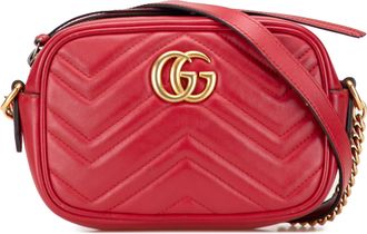 Gucci Pre-owned Womens Gg Marmont Camera Bag Leather - Red - One Size