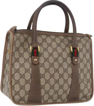 Gucci Pre-owned GG Canvas Hand Bag - Dames - Vintage Handtas - Beige - ONE Size - Leer - Vintage