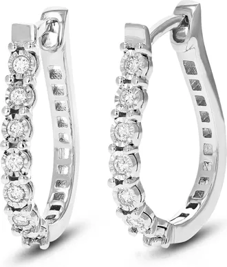 Vir Jewels 1/5 cttw Lab Grown Diamond Hoops Earrings in Sterling Silver With Clip On Backs For Women