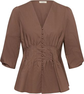 Inwear Hazeiw Getailleerde Blouse - Dames - Blouses - Bruin - M - Leer - Overhemden