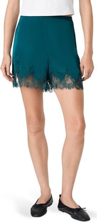 French Connection Ennis Satin Lace Shorts in Deep Teal at Nordstrom, Size X-Small