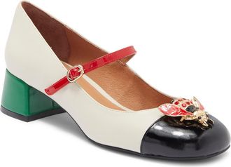 Jeffrey Campbell Jitterbug Cap Toe Mary Jane Pump in Ivory Black Pat Red Cb at Nordstrom, Size 11