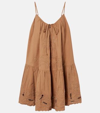 Juliet Dunn Embroidered cotton minidress