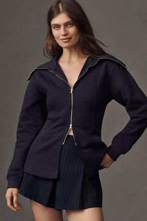 Maeve Long-Sleeve Zip-Front Top