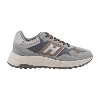 Hogan Grijze Leren Sneakers Ronde Neus - Heren - Sneakers - Grijs - 45 EU - Katoen - Schoenen
