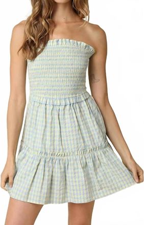 Olivaceous Sienna Gingham Mini Dress In Blue/yellow