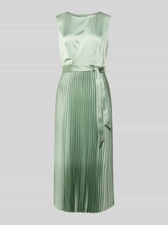 Comma Midikleid mit Plisseefalten und Bindeg&uuml;rtel in Mint, Gr&ouml;&szlig;e 38