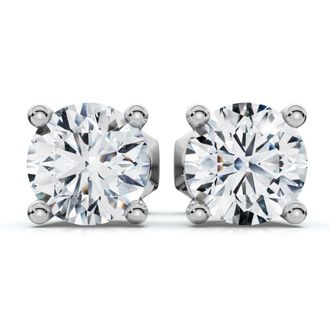 Pompeii3 1 Ct TW Round Cut Diamond Screw Back Studs 14k White Gold Lab Grown