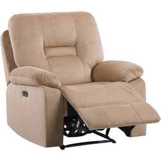 Beliani Beliani - Sill&oacute;n Led Reclinable De Terciopelo Beige Reposapi&eacute;s Respaldo El&eacute;ctrico Bergen