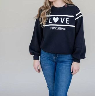 Madison New York Pickleball Love Long Sleeve Sweatshirt In Black