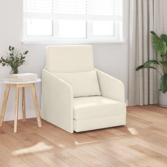 vidaXL Divano letto Crema 65 x 80 x 83 cm Velluto - Vidaxl