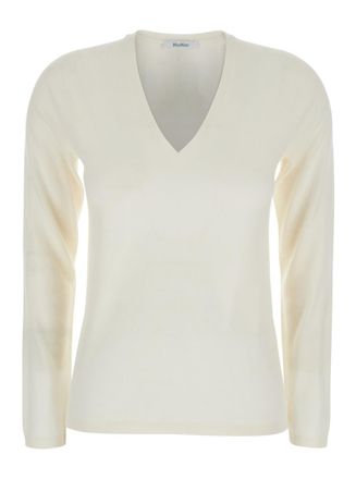 Max Mara White V Neck Sweater