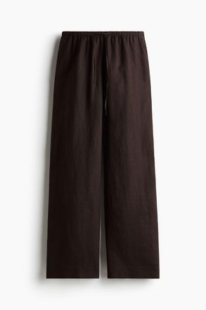 H&M Leinenhose mit Kordelzug - Dunkelbraun