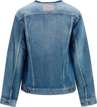 Balenciaga Womens Hourglass Denim Jacket Dark Blue Merino Wool Ovis Aries