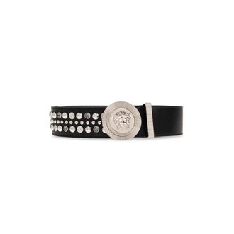 Versace Accessoires, Heren, Zwart, 100 CM, Leer, Medusa Biggie Embellished Belt 1.6