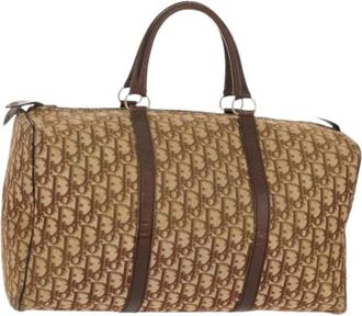 Dior Pre-owned Weekend Bags, female, Beige, Size: ONE SIZE Pre-owned Trotter Canvas Boston Bag
