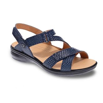 Revere Comfort Shoes Womens Zanzibar Adjustable Sandal - Medium Width In Navy Snake