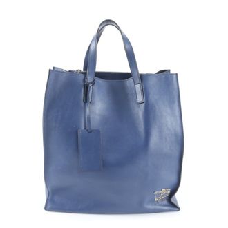 Prada Blue Leather Handbag Tote Bag (Pre-Owned)