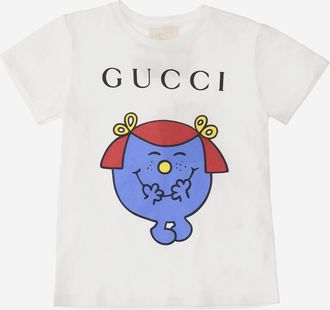 Gucci Girls Cotton T-Shirt With Logo White T-Shirts And Polos