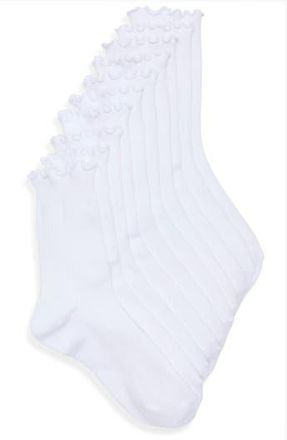 Nordstrom Rack 5-Pack Demi Lettuce Edge Crew Socks in White at Nordstrom Rack