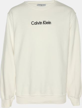 Calvin Klein White Jersey Logo Sweater