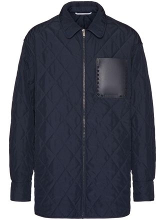 Valentino Garavani Rockstud Untitled quilted shirt jacket - Blue