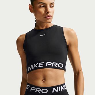 Nike Womens Nike Pro Dri-FIT Cropped Tank Top in Black | FZ3615-010