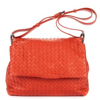 Bottega Veneta Pre-owned Womens Flap Messenger Shoulder Bag - Orange - One Size