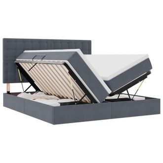 vidaXL Cama De Almacenamiento Led Con Colch&oacute;n Gris Oscuro 180 X 200 Cm Vidaxl
