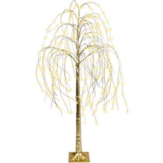 Beliani Beliani - Rbol De Navidad Artificial De Exterior E Interior Con Luces Led Estilo Escandinavo Pvc 180 Cm Dorado Balioni