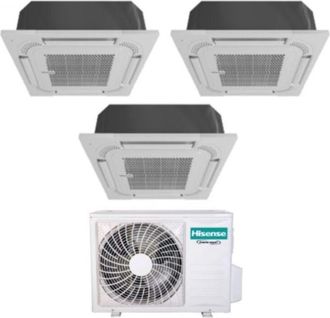 Hisense Trial Split Inverter Aire Acondicionado Cassette 9+9+9 Con 3amw72u4rjc R-32 Wi-fi Opcional 9000+9000 Con Mando A Distancia Y Panel Incluido