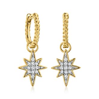 Ross-Simons 18kt Gold Over Sterling Hoop Earrings With Removable. Diamond Star Drops