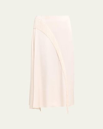 Vince Fringe Draped Asymmetric Midi Skirt
