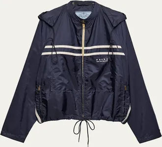 Prada Re-Nylon Stripe Hooded Jacket