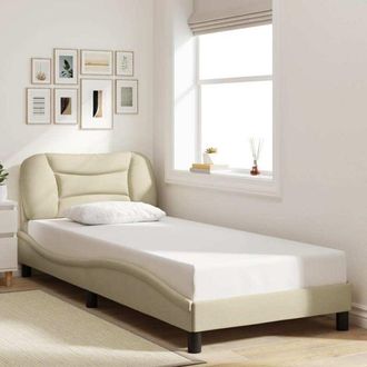 vidaXL Estructura De Cama Sin Colch&oacute;n Tela Crema 90x190 Cm Vidaxl