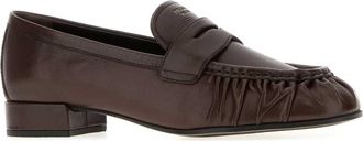 Prada Womens Dark Brown Leather Loafers Moro Mocassini